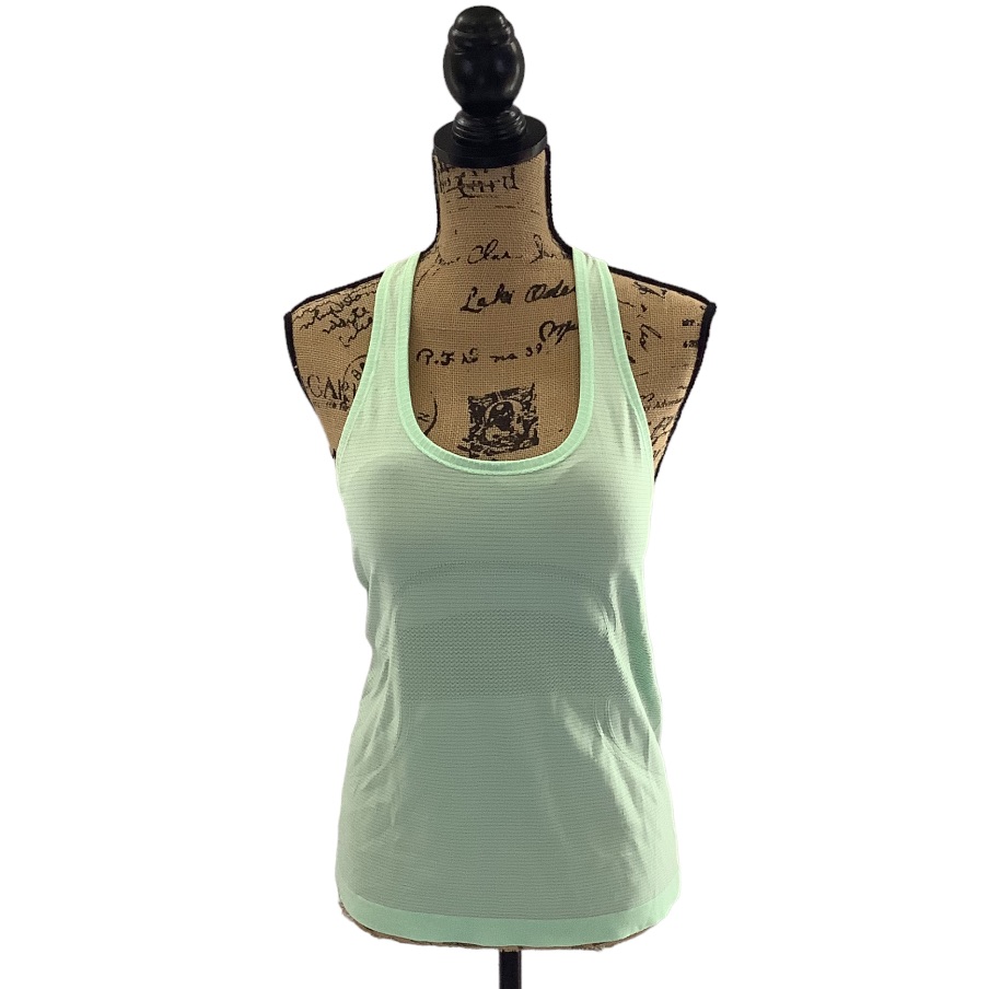 Lululemon Mint Green Gray S Women Stripe Sleeveless Scoop Neck Racerback Tank